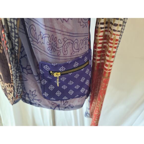 Desigual By Christian Lacroix Womens Multicolor Patchwork Mesh Jacket US 10 - Picture 4 of 7